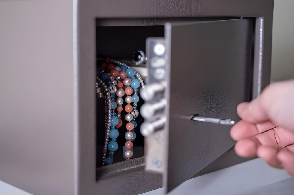 Oude juwel kluis openen met sieraden erin